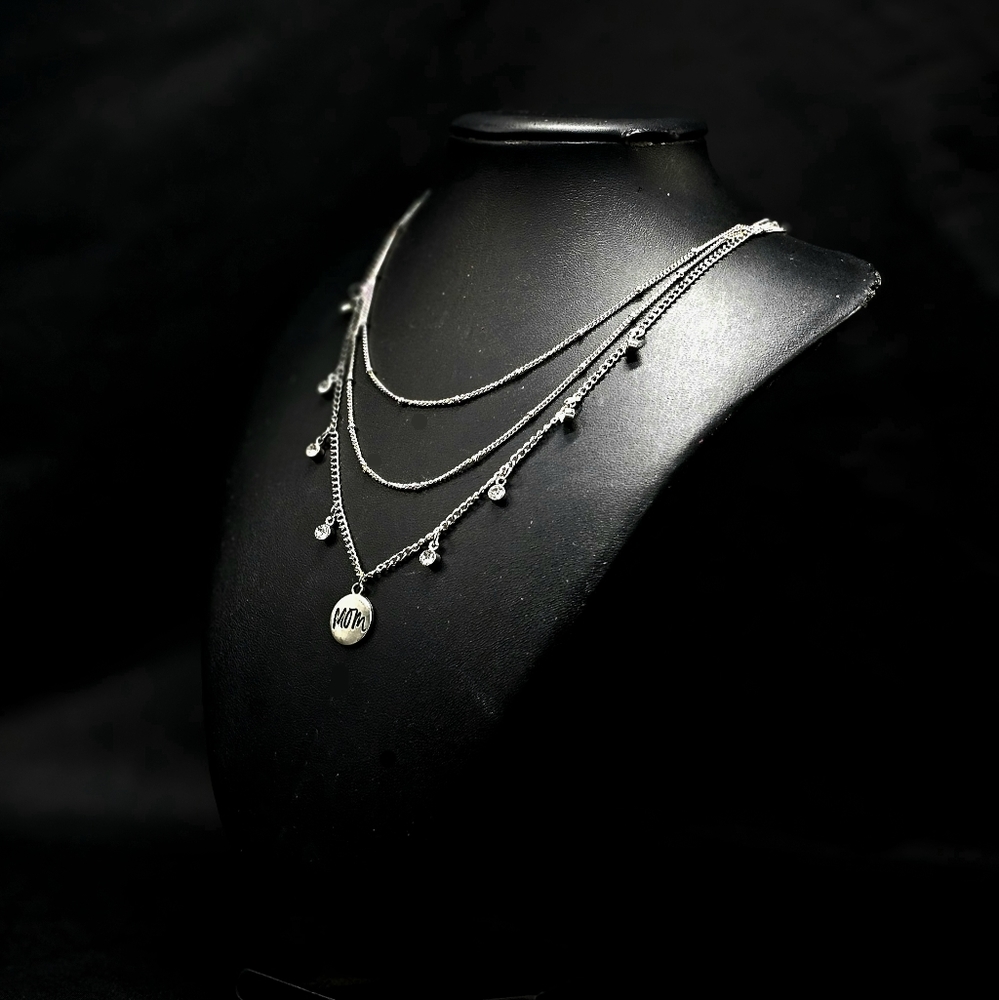 🤍'Ode To Mom' White Silver Layered Necklace Earrings - Paparazzi Accessories🤍